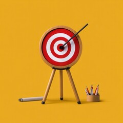 Target on Stand with Blue Background in Minimalist Style