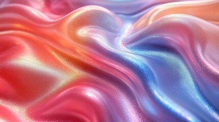 Iridescent Fabric Draped in Soft Waves of Color