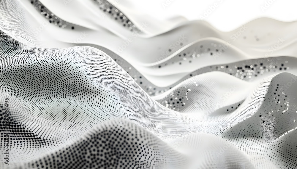 Poster abstract white wave pattern with dark dots