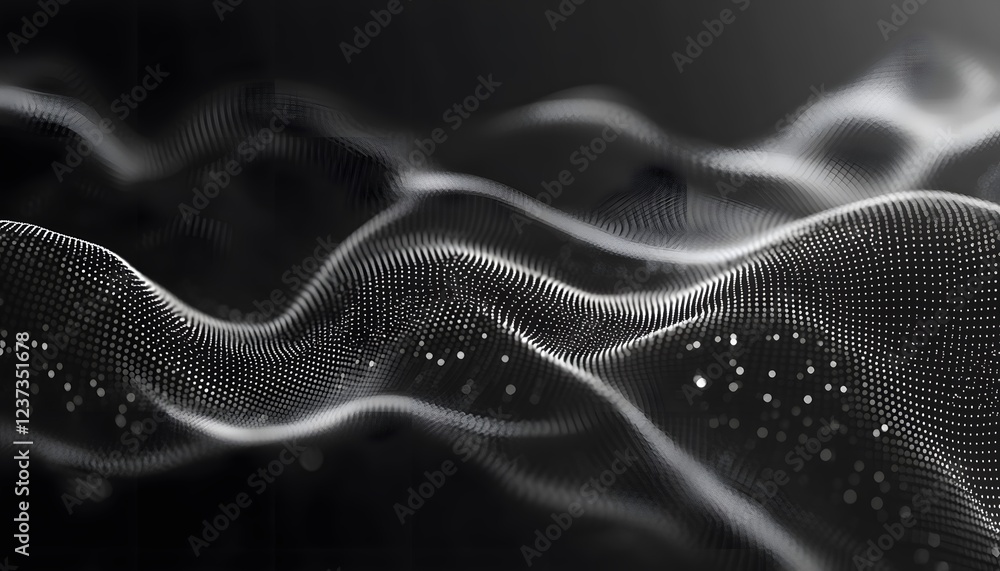 Poster abstract gray and black wave particle flow