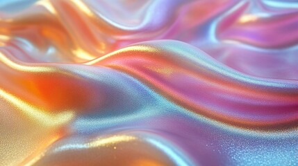 Obraz premium Iridescent fabric displays gentle flowing waves of color