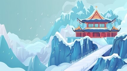 Fototapeta premium Mountain_Freepik_chinese_temple_fantasy_background