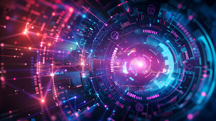 Obraz premium Abstract digital design with vibrant colors and futuristic elements.