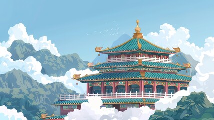 Mountns_digital_painting_ancient_chinese_architect