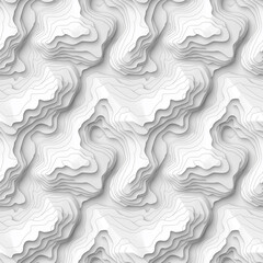 Fototapeta premium Seamless pattern, topographic illustration. White paper cut decoration textured with wavy layers 3d topography relief background.