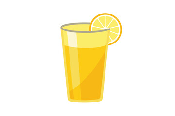 Glass of orange juice with lemon vector art illustration