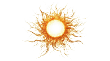 Bright yellow sun shining with transparent background