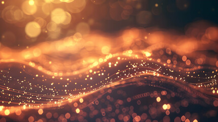 Abstract glowing waves with bokeh lights creating a dreamy atmosphere.