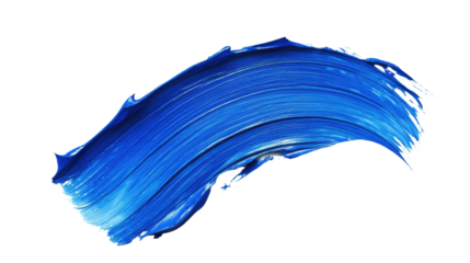 Dynamic blue paint stroke on transparent background