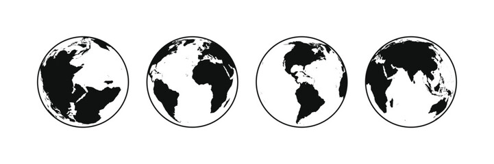 Globe planet vector set. Earth continents silhouette. © rochmuch