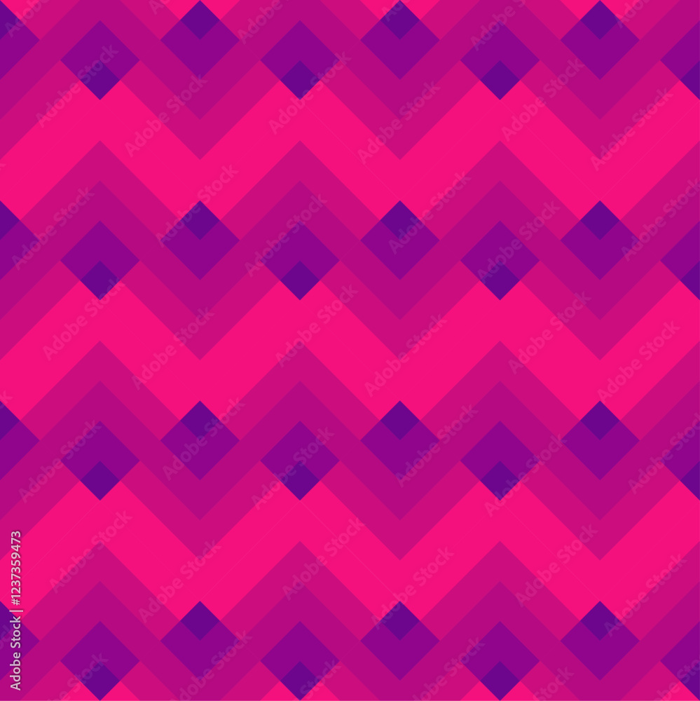 Poster abstract design of a repeating geometric pattern in magenta and purple colors