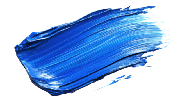 Blue acrylic paint stroke with transparent background