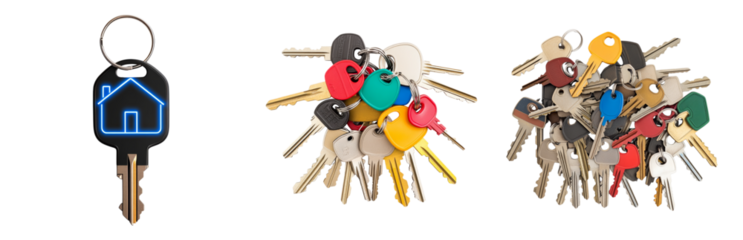 Key Set with House Shape Key Design Isolated on transparent background