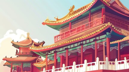 Obraz premium Digital_painting_freepik_ancient_chinese_architecture