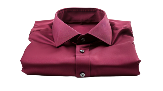 Folded red dress shirt isolated on transparent background