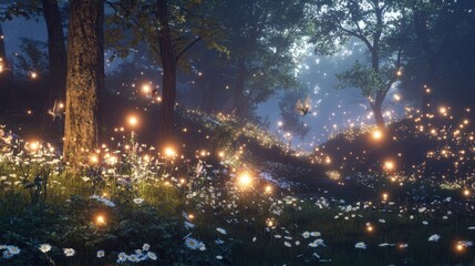 Naklejka premium A hidden glade in a magical forest, where