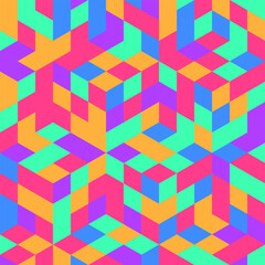 Abstract geometric vector design of squares with bright party colors