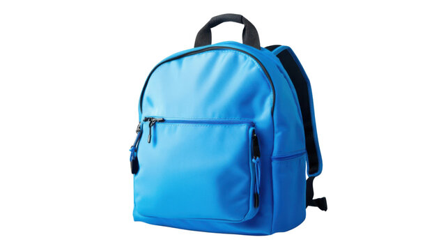 Blue backpack isolated on transparent background, ready for school or travel