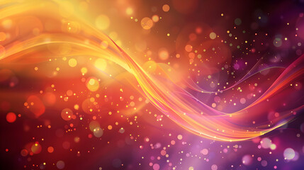 Abstract vibrant background with flowing waves and glowing particles.