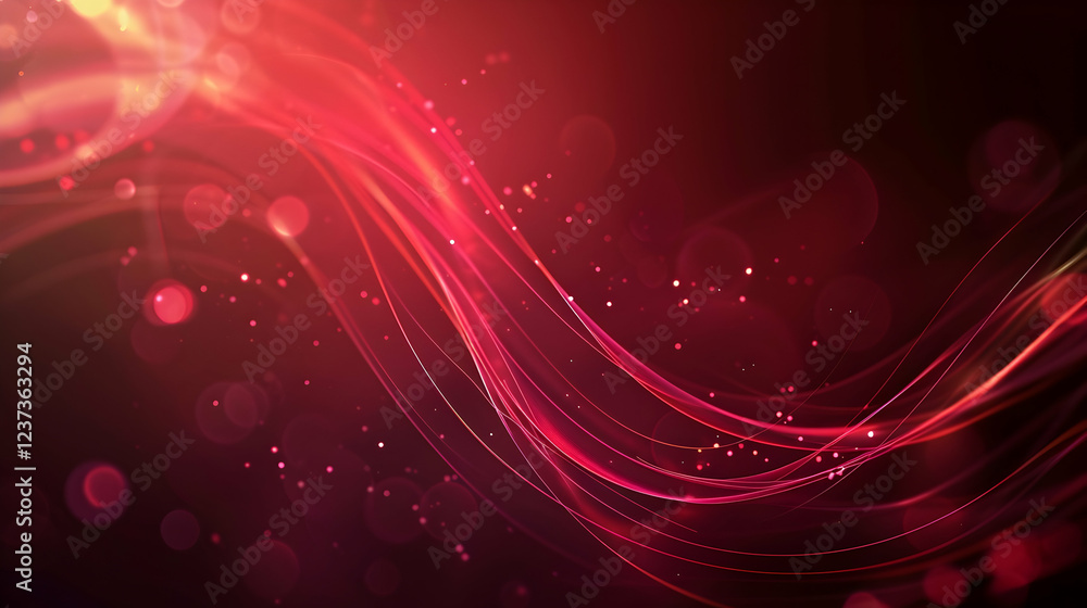 Aufkleber abstract red wave design with glowing particles, suitable for backgrounds and digital art.