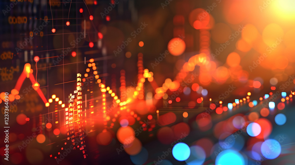 Aufkleber abstract visualization of data trends with vibrant colors and blurred lights.