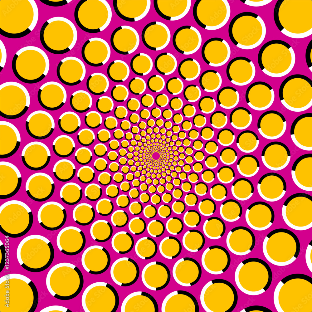 Poster vector design of moving image of yellow circles on a purple background