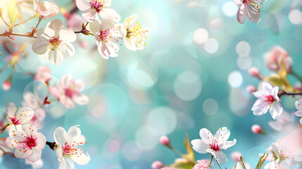 A serene background featuring delicate cherry blossoms against a soft, blurred backdrop.