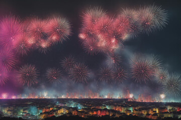 fireworks in the city
