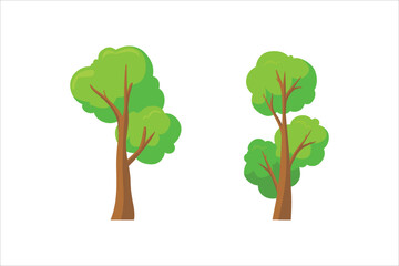Fototapeta premium Collection of tree isolated on a white background. Each species of trees. A tree with green leaves. Nature or healthy lifestyle topics. Vector illustration flat design style