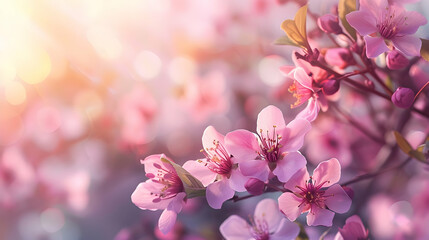 Obraz premium A close-up of delicate pink flowers with a soft, dreamy background.