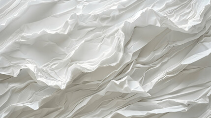 Obraz premium Crumpled white paper texture creating a dynamic, abstract background.