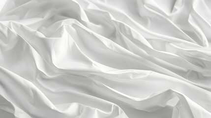 Obraz premium A close-up of smooth, crumpled white fabric showcasing texture and light reflections.