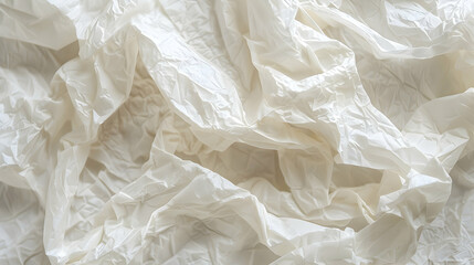 Obraz premium A close-up view of crumpled white fabric, showcasing texture and light interplay.