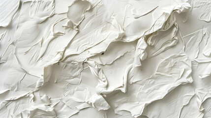 Obraz premium A textured white surface with layered, thick paint, creating an abstract appearance.