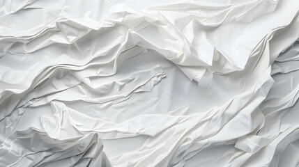 Fototapeta premium A close-up view of crumpled white fabric, showcasing texture and depth.
