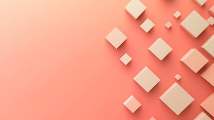 Abstract Composition of Beige Cubes on Coral Background