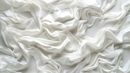 Fototapeta premium A close-up view of crumpled white fabric, showcasing texture and softness.