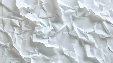 Obraz premium Crumpled white paper texture, showcasing folds and creases for design purposes.