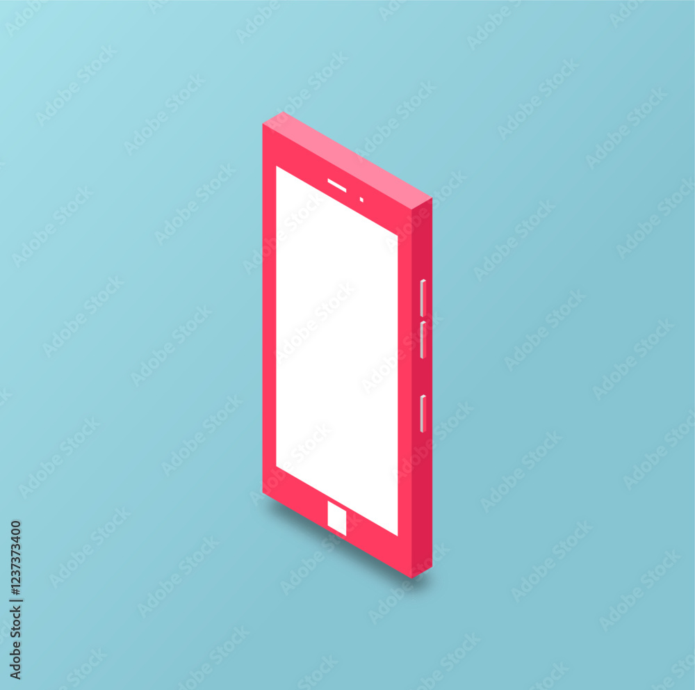 Poster vector design of a red smartphone, 3d rendering type