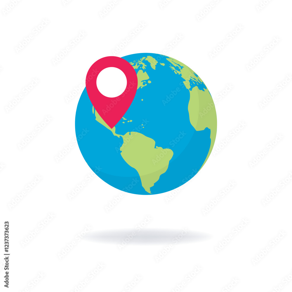 Poster vector design of world planet with geolocation icon