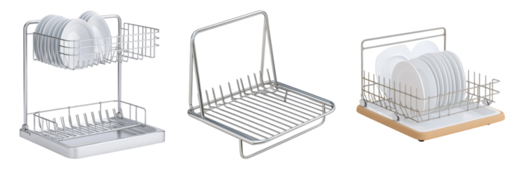 Stylish Dish Racks for Modern Kitchens Isolated on transparent background