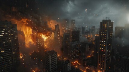 Obraz premium Post apocalypse. Nuclear apocalypse survivor. Ruined Cityscape. Concept. High quality 3d illustration. AI generated illustration