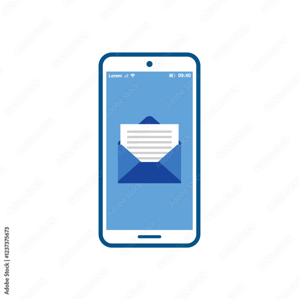 Poster vector design of a light blue smartphone with a message on the screen