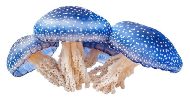 Blue button jellyfish floating with transparent background