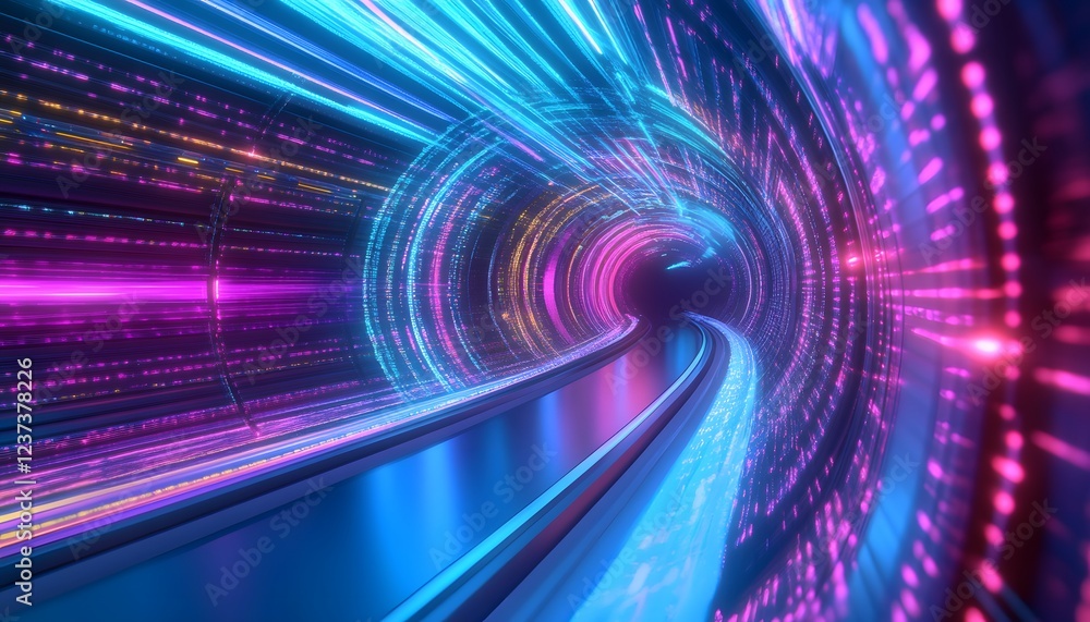 Canvas Prints futuristic neon tunnel digital data stream