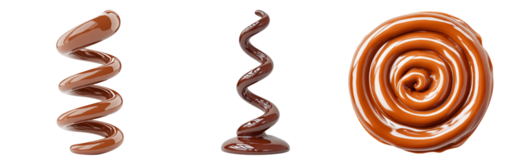 Swirls and Drops of Rich Chocolate Sauce Isolated on transparent background