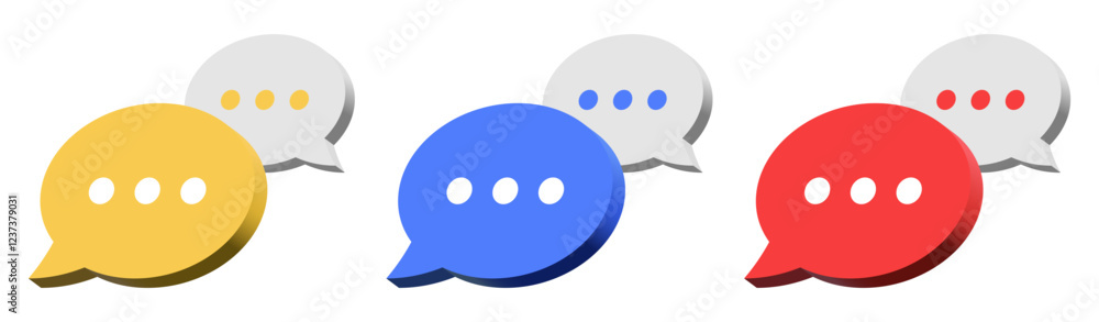 Poster 3d chat icon speech bubble symbol Chat message icons - talk message Bubble chat speech text box icon , social media communication background concept. vector illustration