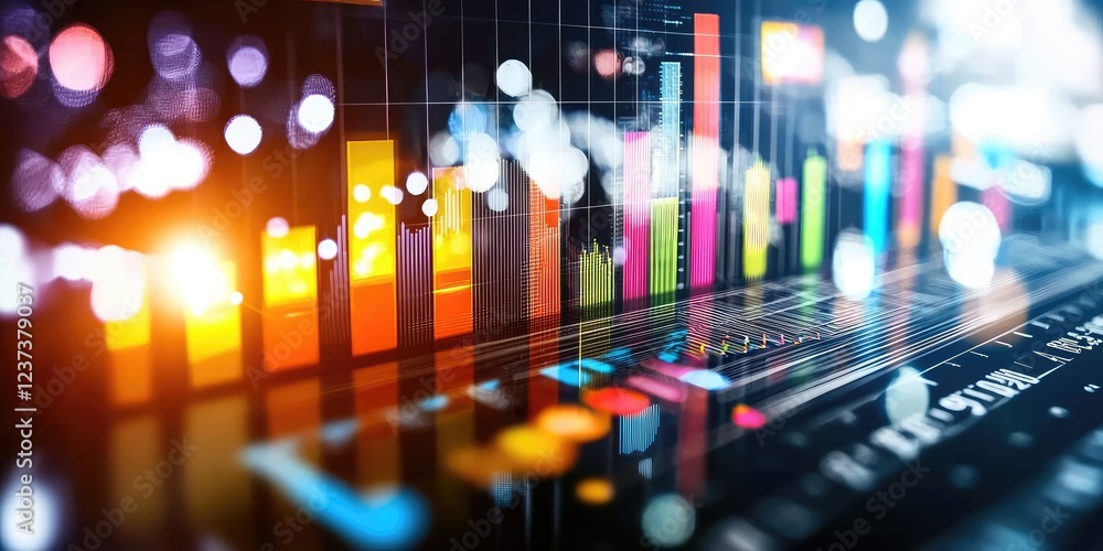 Aufkleber A Person Analyzing Data and Information on Multiple Screens with Colorful Graphics and Visualizations in a Modern Digital Environment