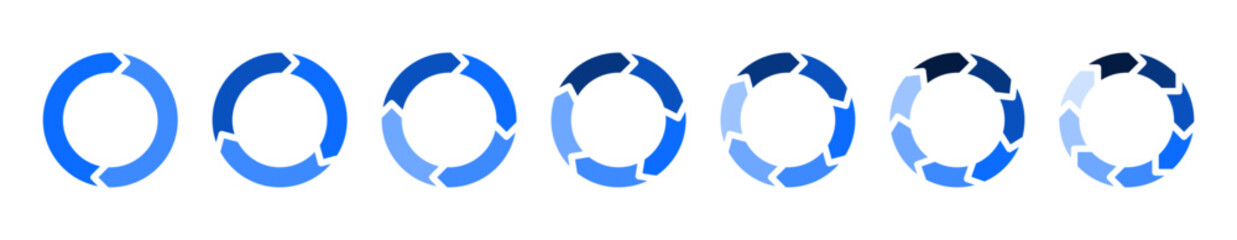Circle arrows icon vector diagram infographic set. Sync repeat and reload arrow icon, rotate arrow symbol in blue color, Vector illustration