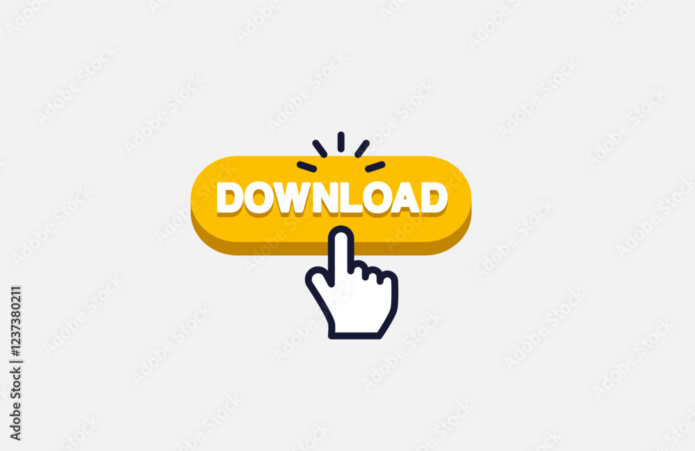 Aufkleber vector design of download button with hand cursor and yellow button